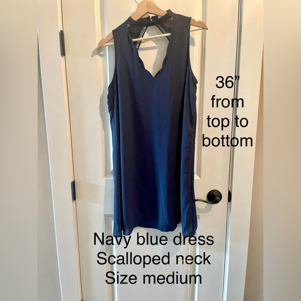 Flattering, flowy navy blue dress